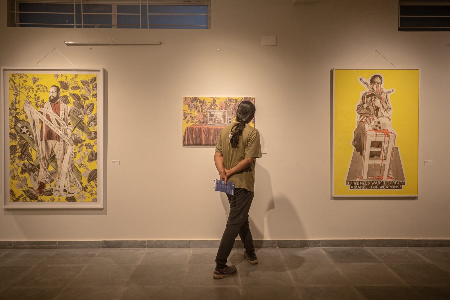 People looking at art in a gallery